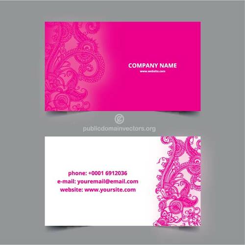गुलाबी पुष्प डिजाइन के साथ व्यापार कार्ड