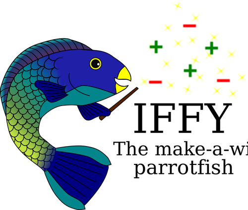 Magic blue gold fish vector drawing