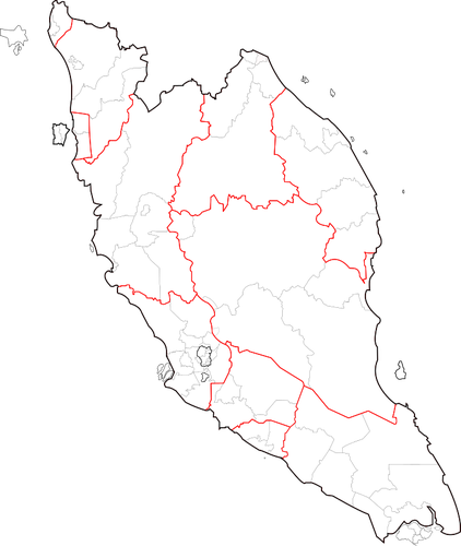 Mapa da Malásia Peninsular