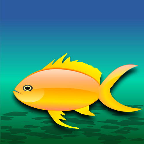 सोने की मछली पानी वेक्टर चित्रण में कार्टून