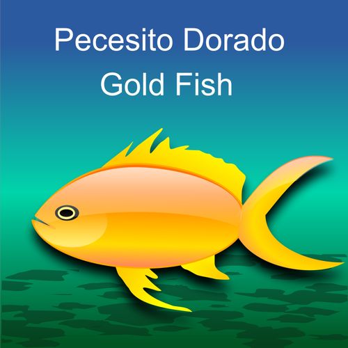 Векторные картинки глянцевый золотой рыбке на зеленом фоне