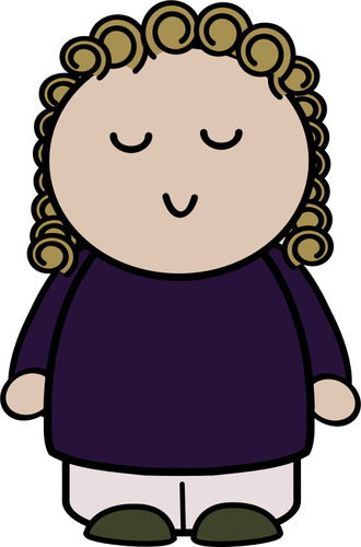 Vector graphics of chubby girl character with content expression