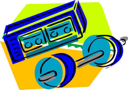 Cartoon vector illustration of weight stereo system