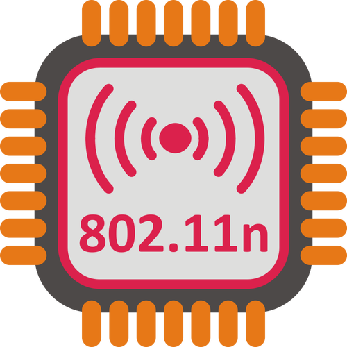 802.11 n WiFi chipset stilizzata icona vettoriale disegno