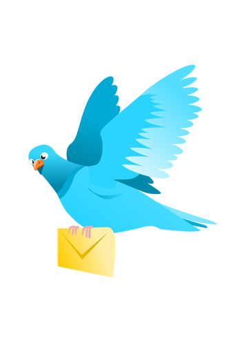 Desenho de um pombo voando a entregar uma mensagem