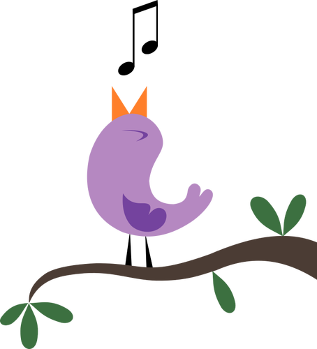 Happy tweeting purple bird vector graphics