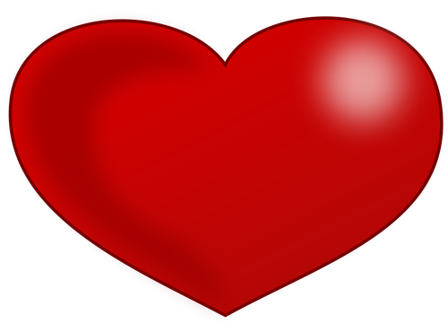 Desenho vetorial de coração vermelho lustroso Valentine