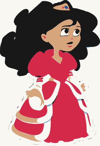 Vektorbild av unga prinsessan i röd klänning