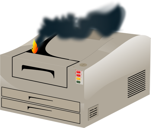 בתמונה וקטורית של מדפסת הלייזר באש