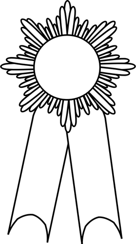 Ligne art vector illustration de médaille avec un ruban blanc