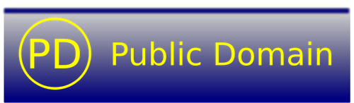 Public domain modrý a žlutý odznak Vektor Klipart