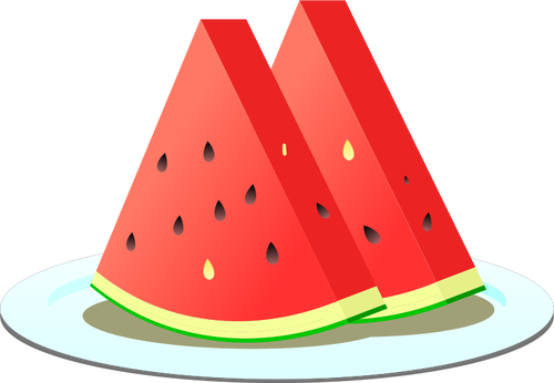 Twee sneetjes van watermeloen
