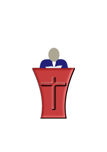 Papa de pie en una ilustración del vector de pedestal iglesia