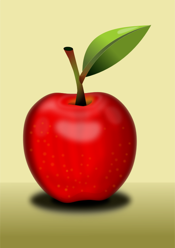 葉ベクター画像のシンプルな赤いリンゴ