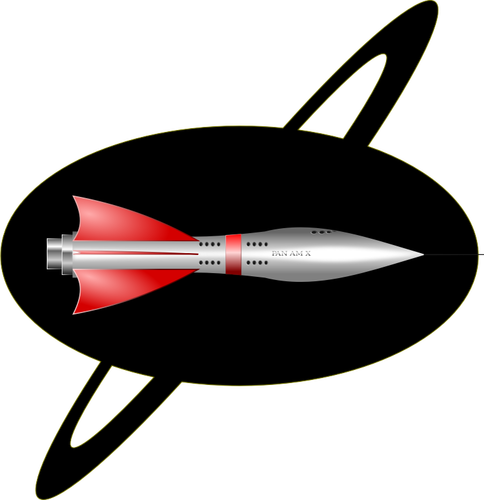 50s styl barva raketovou loď vektorový obrázek
