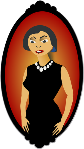Gambar vektor wanita dalam potret oval hitam
