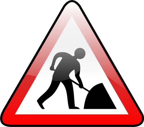 Clip-art vector de brilhante construção de estrada, sinal de aviso