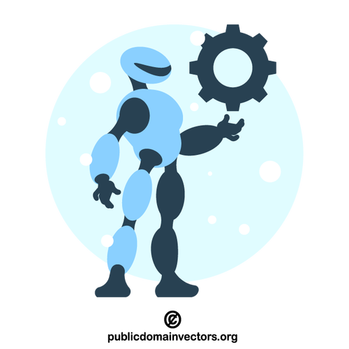 Icono de robot y engranaje