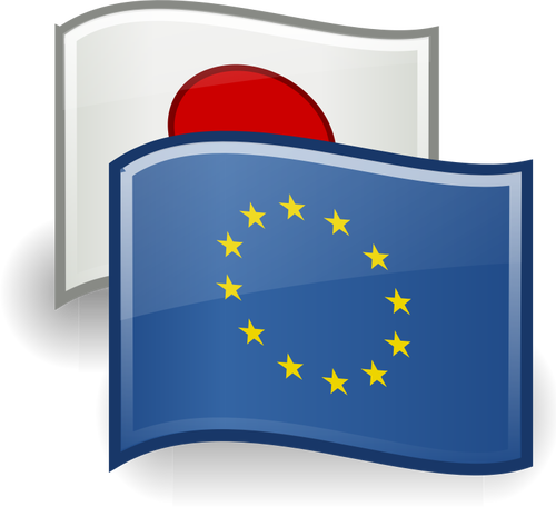 Gambar bendera Uni Eropa dan Jepang