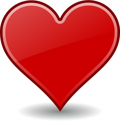 Vector ilustrare de inimă roşie cu umbra rotund