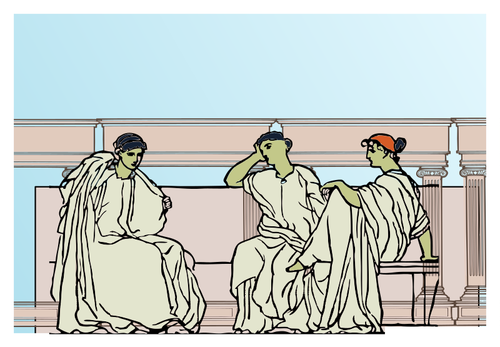 Imagine vectorială de femei din care curge hainele şedinţa sub arcade Roman