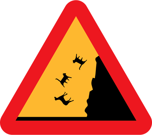Wektor rysunek raining kotów i psów ostrzeżenie znak drogowy