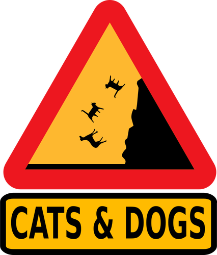 Ilustraţie vectorială a care se încadrează pisici şi câini drum semn de avertizare