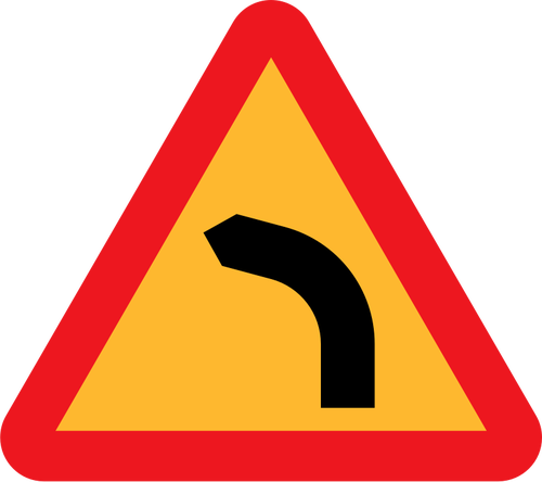 Nebezpečné zatáčky vlevo dopravní značka vektorový obrázek