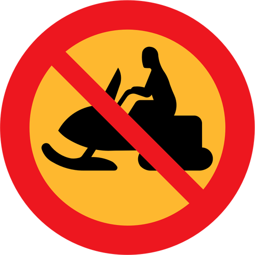 No snowmobiles traffic sign vector drawing