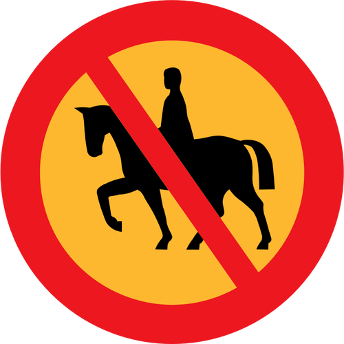 لا ركب أو يرافقه الخيول الطريق علامة على صورة ناقلات
