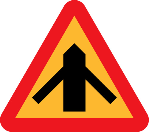 Traffic merging from left and right sign vector clip art