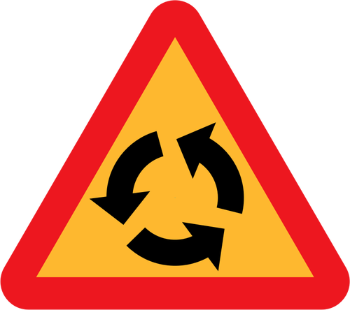 Vektorritning av rondellen trafik skylt varning