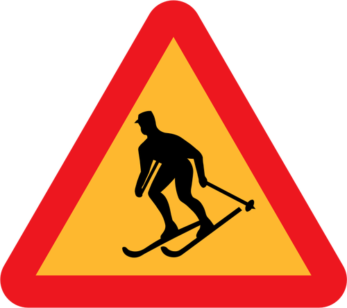 警告サイン スキー レーサー ベクター グラフィックス