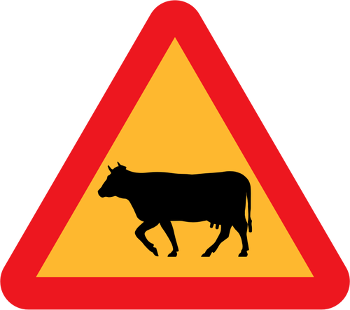 Vektör çizim inekler yol yol işareti