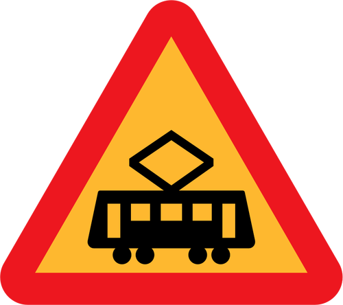 Road symbol för spårvagnen passerar vektorgrafik