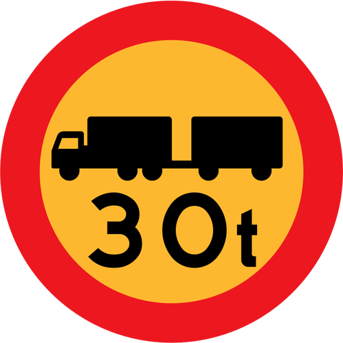 señal de tráfico de 30 toneladas camiones vector