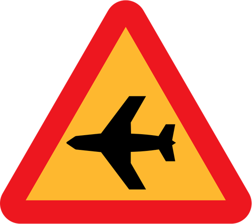 Aeronave voando baixo vector sinal de estrada