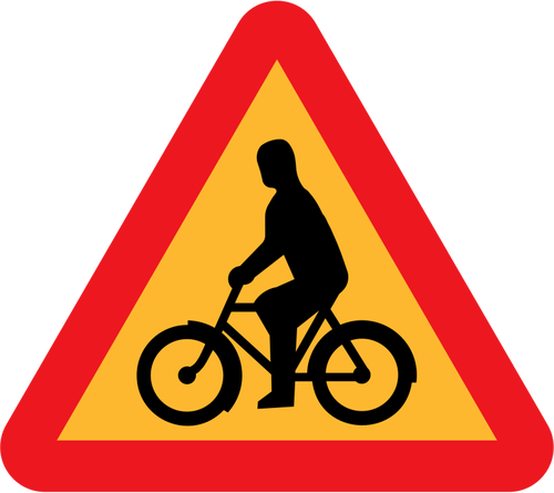 Grafika wektorowa jeździec rower ruchu znak ostrzeżenie