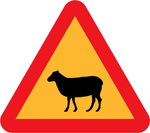 Grafika wektorowa owiec ruchu znak ostrzeżenie