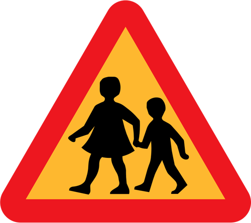 Děti křížení silnice vektor znamení