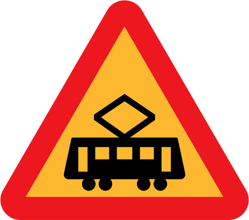 Трамвай пересечения впереди вектор знак движения