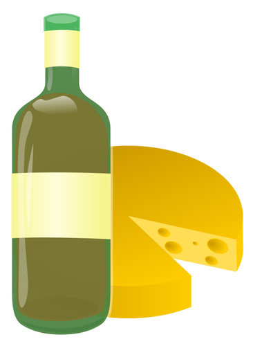 와인과 치즈의 벡터 이미지