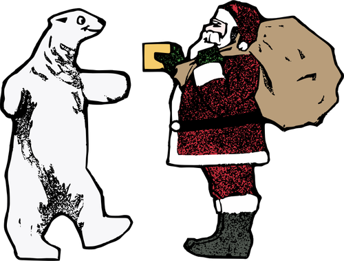 Santa a lední medvěd vektorové grafiky