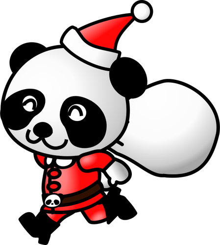 Panda joulupukin pukuvektorissa