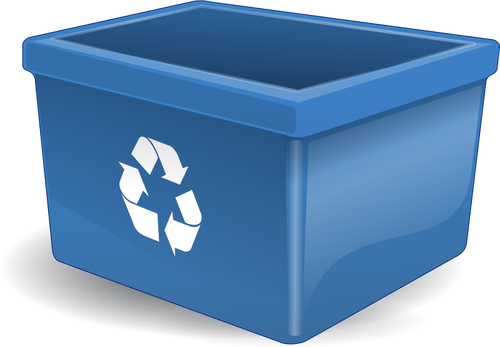 Desenho de caixa azul para depositar itens reciclagem vetorial