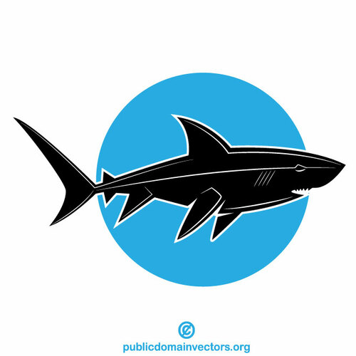 Mavi arka plan üzerinde köpekbalığı silueti