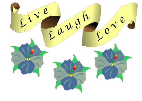 Vector image of flowers and ribbon