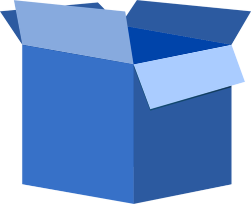 رسم توضيحي متجهي لفتح صندوق أزرق من الورق المقوى