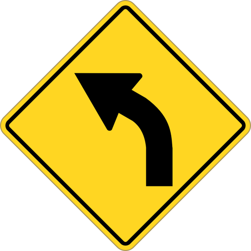 Belok kiri lalu lintas roadsign vektor gambar