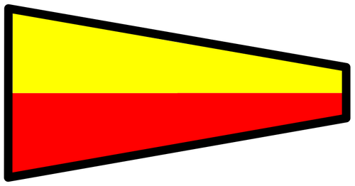 पीले और लाल रंग में संकेत ध्वज